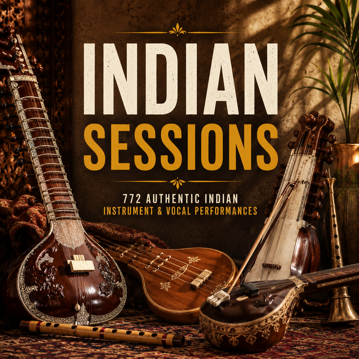 Indian Sessions featuring 772 authentic Indian instrument and vocal performances with Sitar, Bansuri flute, Sarangi, Shehnai and Indian vocals