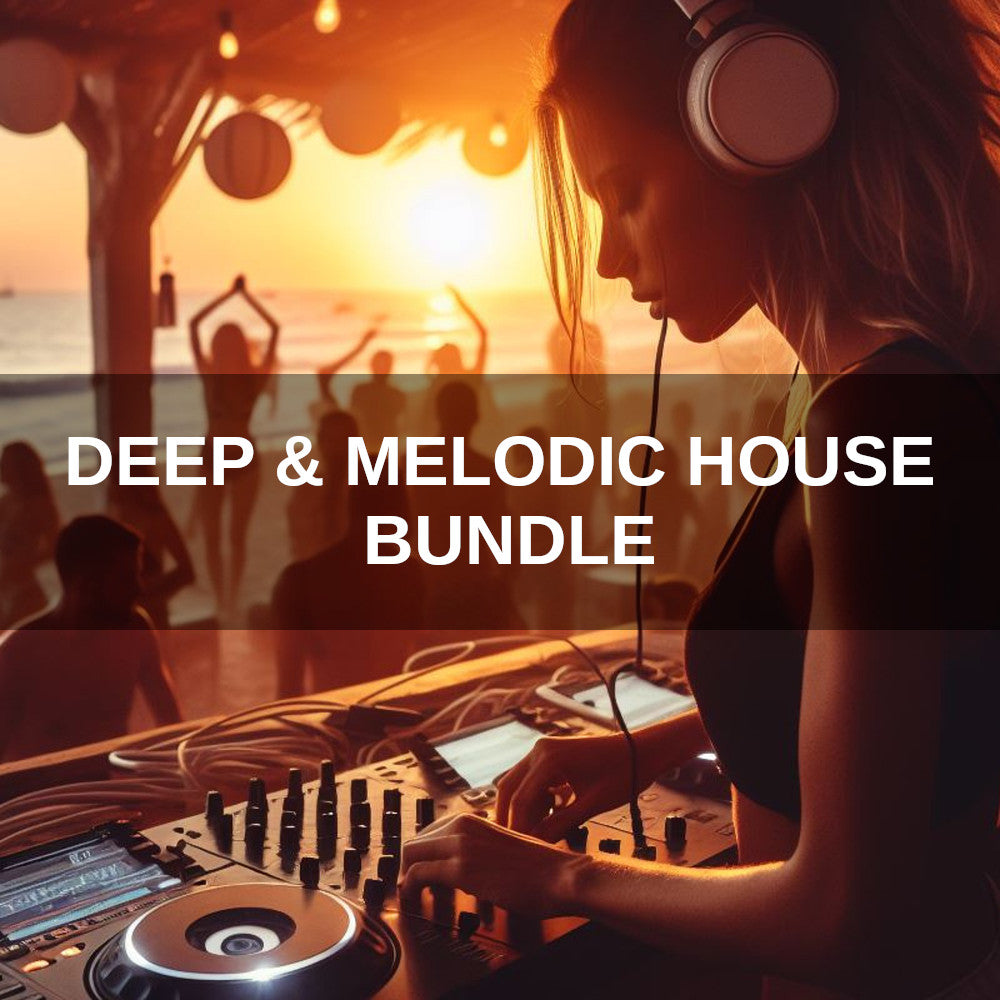 Deep & Melodic House Bundle with premium loops, MIDI files, drums, basslines, chords, pads, vocals, and FX for house music producers.