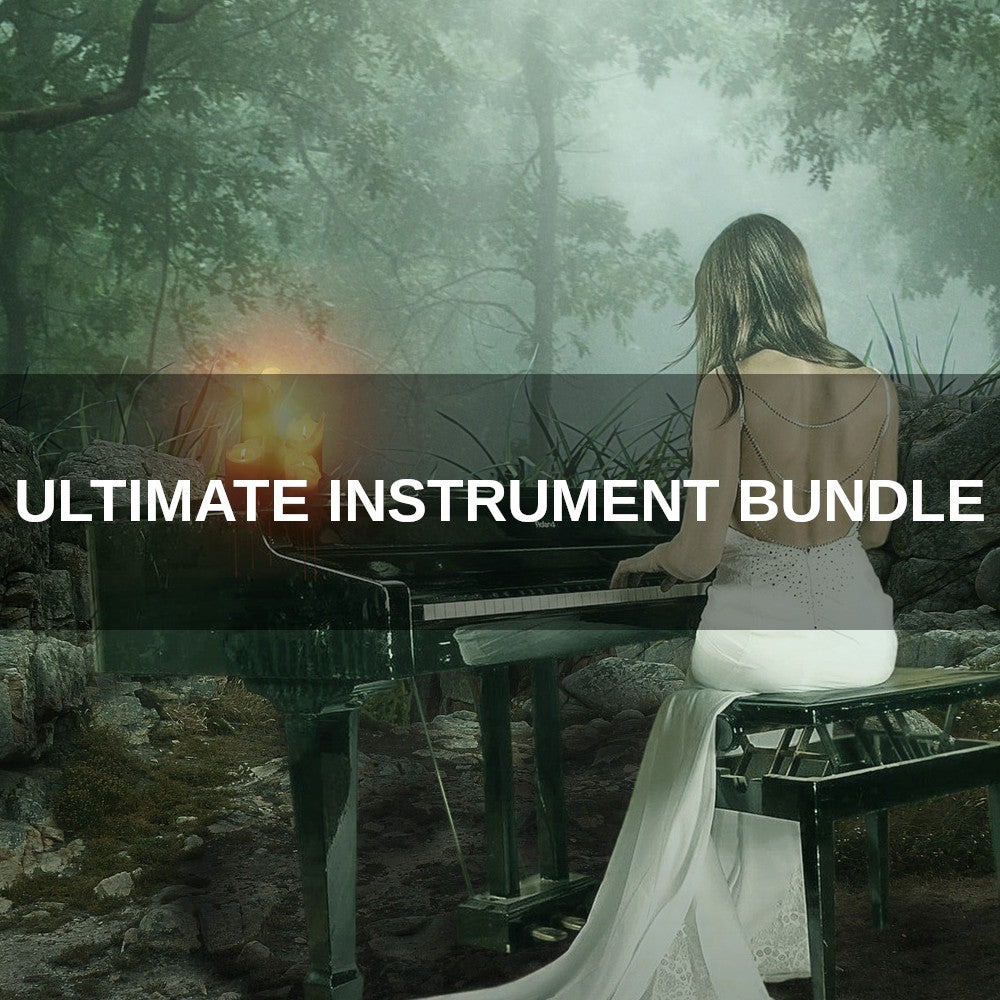 Ultimate Instrument Bundle with guitars, synths, piano, flutes, strings, claps, and MIDI for professional music production.