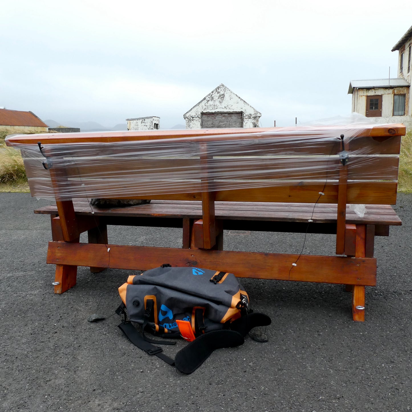 Plastic Wrap on a Bench